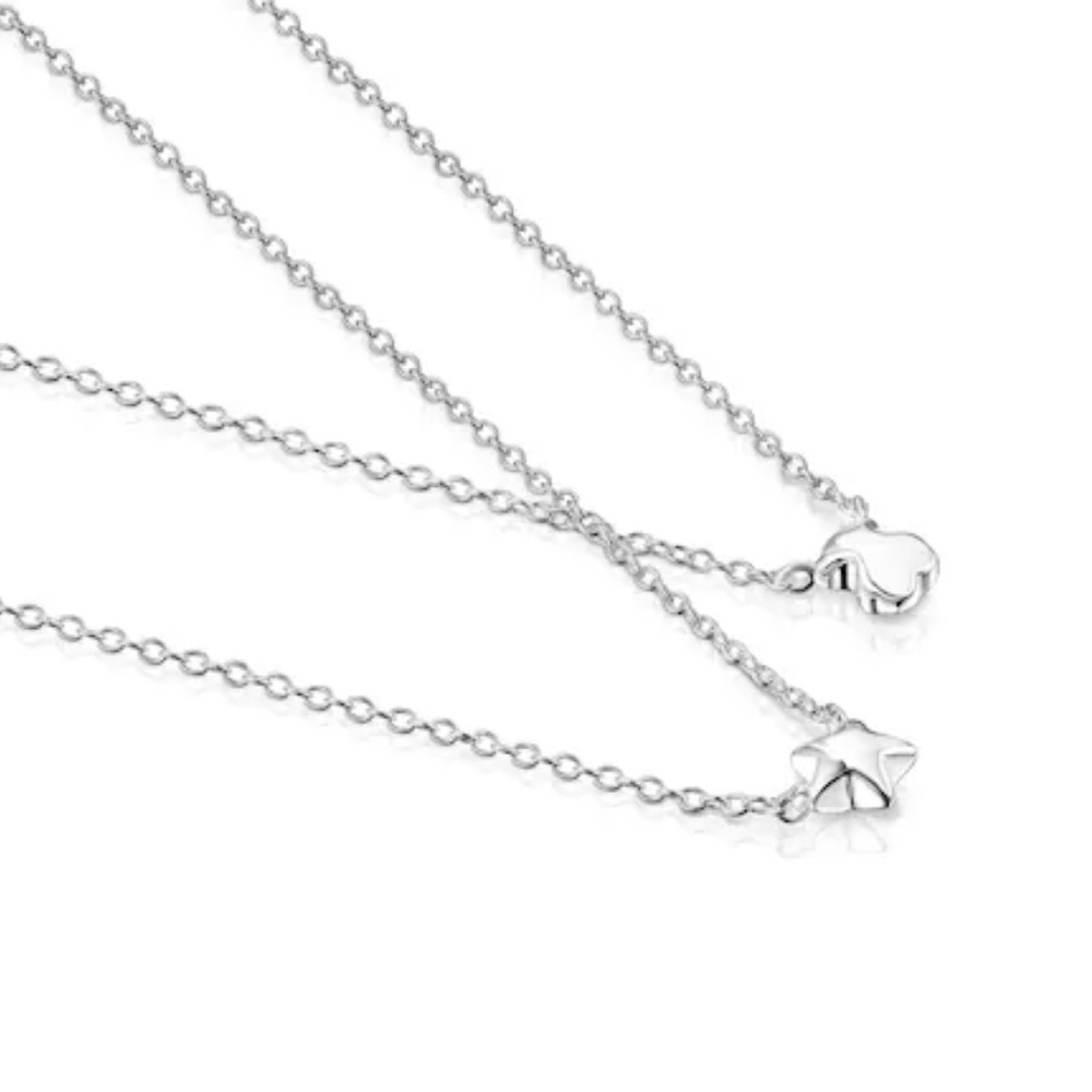 Tous Silver Star and Bear Pendant Necklace